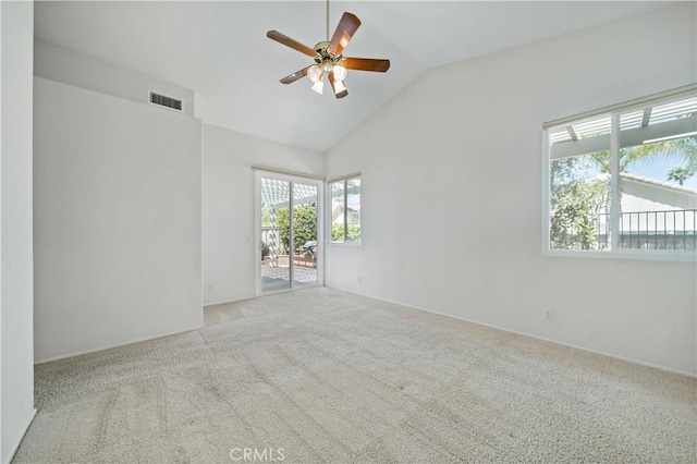 40686 Via Jalapa, Murrieta, CA 92562 - carpeted empty room with ceiling fan, vaulted ceiling, and baseboards
