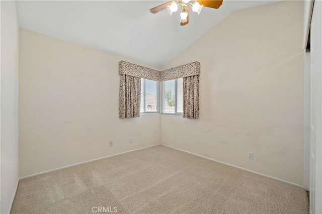 40686 Via Jalapa, Murrieta, CA 92562 - empty room featuring carpet flooring, ceiling fan, vaulted ceiling, and baseboards