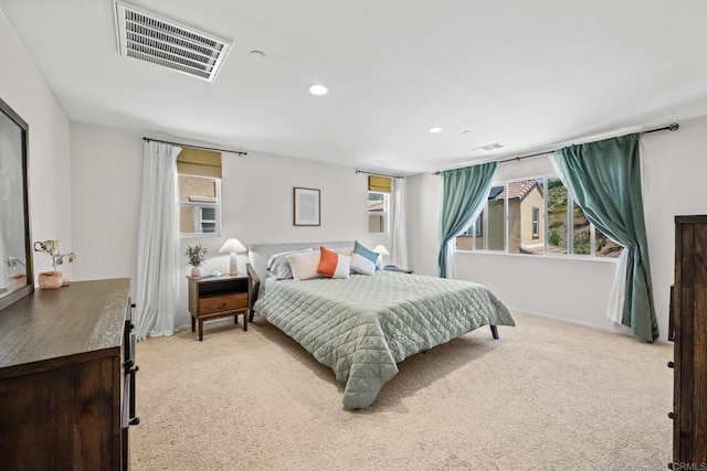 341 Dun Blazer Way, Fallbrook, CA 92028 - bedroom with multiple windows, light carpet, baseboards, and recessed lighting