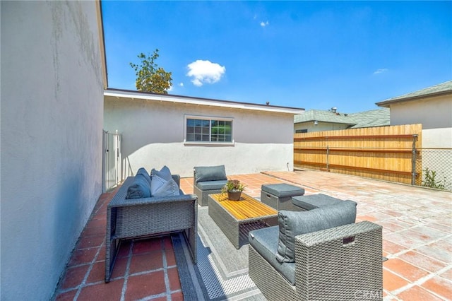 8873 Coolhurst Dr, Pico Rivera, CA 90660 - view of patio / terrace with fence and an outdoor living space