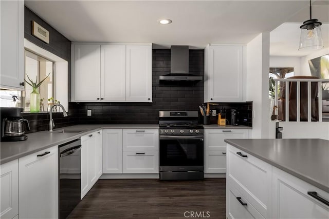14421 Laurel Dr, Riverside, CA 92503 - kitchen featuring gas stove, wall chimney exhaust hood, a sink, dishwasher, and tasteful backsplash