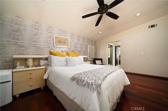 5158 Elderhall Ave, Lakewood, CA 90712 - bedroom featuring an accent wall, recessed lighting, vaulted ceiling, a closet, and baseboards
