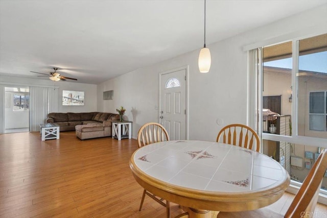 1278 E Madison Ave Unit D, El Cajon, CA 92021 - dining space featuring light wood-type flooring and ceiling fan