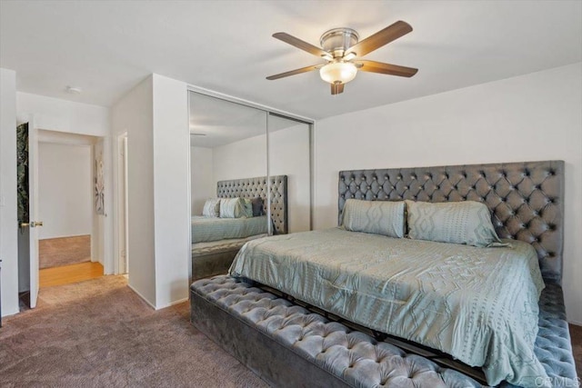 1278 E Madison Ave Unit D, El Cajon, CA 92021 - bedroom with a closet, carpet, and a ceiling fan