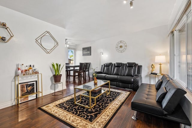 5510 Adelaide Ave Unit 1, San Diego, CA 92115 - living room with wood finished floors, ceiling fan, and baseboards