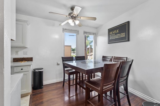 5510 Adelaide Ave Unit 1, San Diego, CA 92115 - dining space with baseboards, a ceiling fan, and wood finished floors