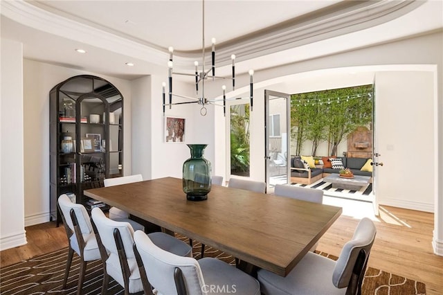 737 35th St, Manhattan Beach, CA 90266 - dining room with a chandelier, wood finished floors, recessed lighting, and baseboards