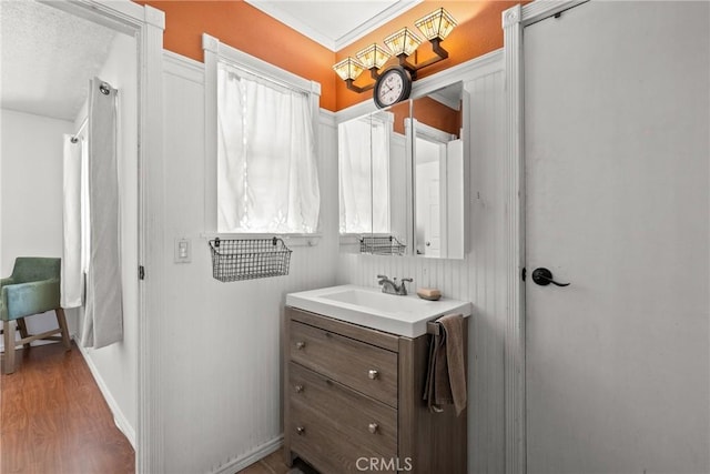 19853 Drasin Dr, Canyon Country, CA 91351 - bathroom featuring vanity and wood finished floors
