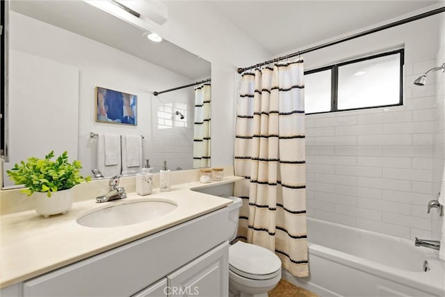 4141 Via Marisol Unit 215, Los Angeles, CA 90042 - full bathroom featuring toilet, shower / bathtub combination with curtain, and vanity