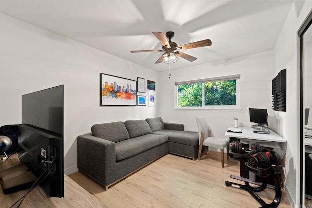 7325 Conestoga Ct, San Diego, CA 92120 - home office featuring a ceiling fan and light wood-style flooring