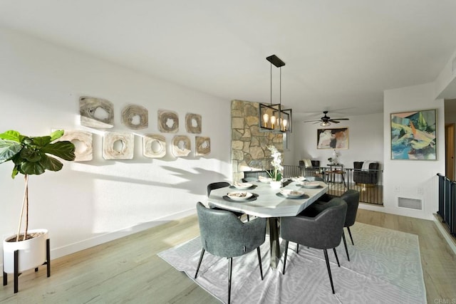 7325 Conestoga Ct, San Diego, CA 92120 - dining space with light wood-type flooring, baseboards, and a ceiling fan