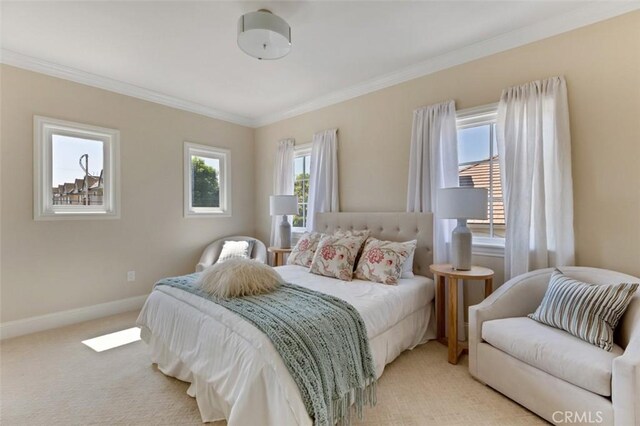 415 California St Unit D, Arcadia, CA 91006 - bedroom with ornamental molding, baseboards, and light colored carpet