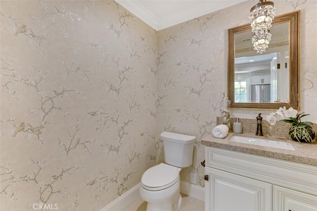 415 California St Unit D, Arcadia, CA 91006 - half bath featuring toilet, vanity, and crown molding
