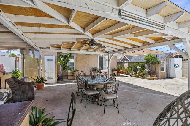 1709 S Townsend St, Santa Ana, CA 92704 - view of patio / terrace with a ceiling fan and outdoor dining area