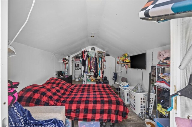 1709 S Townsend St, Santa Ana, CA 92704 - bedroom featuring vaulted ceiling and wood finished floors