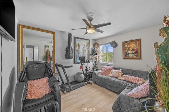1709 S Townsend St, Santa Ana, CA 92704 - living room featuring ceiling fan and light wood-style flooring