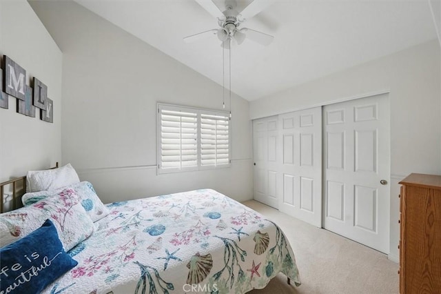 28613 Apricot Pl, Valencia, CA 91390 - bedroom featuring vaulted ceiling, carpet flooring, a closet, and a ceiling fan