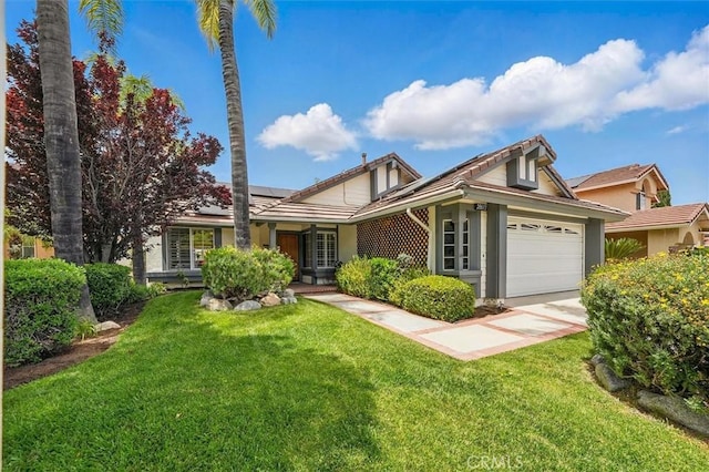 28613 Apricot Pl, Valencia, CA 91390 - single story home featuring an attached garage, solar panels, a front lawn, and driveway