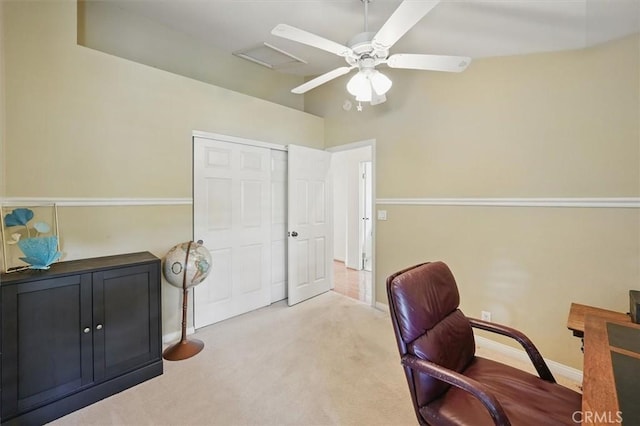 28613 Apricot Pl, Valencia, CA 91390 - office with carpet flooring, baseboards, and ceiling fan