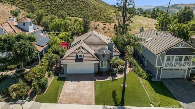 view from above of property featuring a mountain backdrop