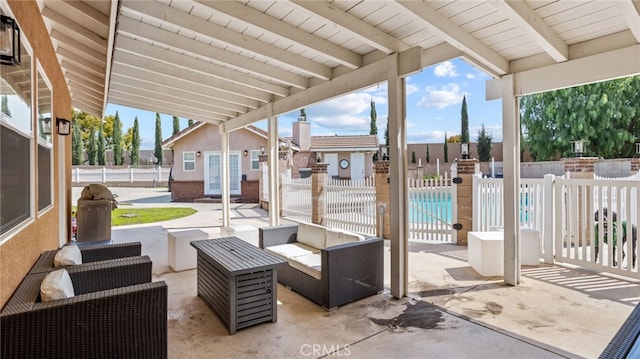 11815 Briarrose Ln, Chino, CA 91710 - view of patio / terrace with french doors, an outdoor structure, and an outdoor hangout area
