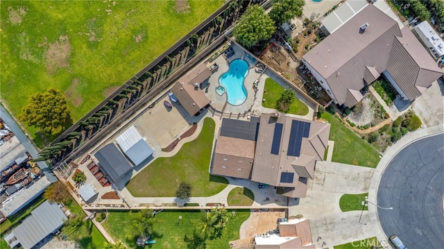 aerial view of a pool
