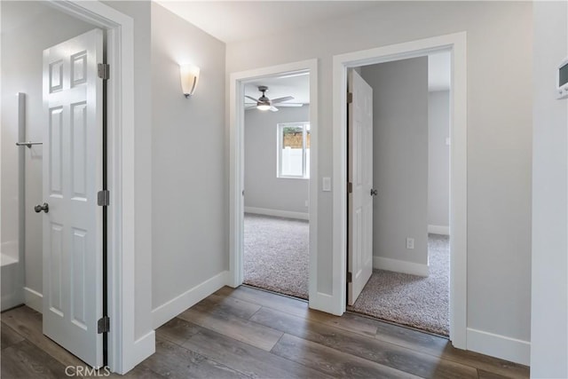 6018 William St, Riverside, CA 92504 - hallway with wood finished floors and baseboards