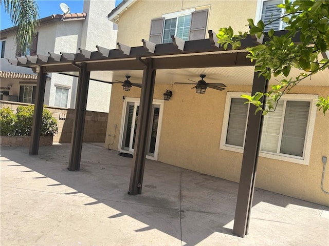 15986 Wilmington Rd, Chino Hills, CA 91709 - view of patio / terrace featuring a ceiling fan, a pergola, and fence