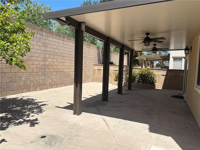 15986 Wilmington Rd, Chino Hills, CA 91709 - view of patio with ceiling fan and fence