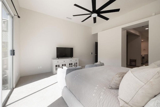 3044 Casmeg Way, El Cajon, CA 92019 - bedroom featuring carpet flooring, a ceiling fan, and access to exterior