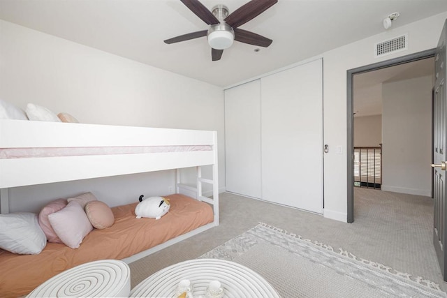 3044 Casmeg Way, El Cajon, CA 92019 - bedroom featuring carpet, a closet, and a ceiling fan