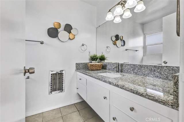 777 E Valley Blvd Unit 77, Alhambra, CA 91801 - bathroom featuring tile patterned floors, vanity, a chandelier, and baseboards