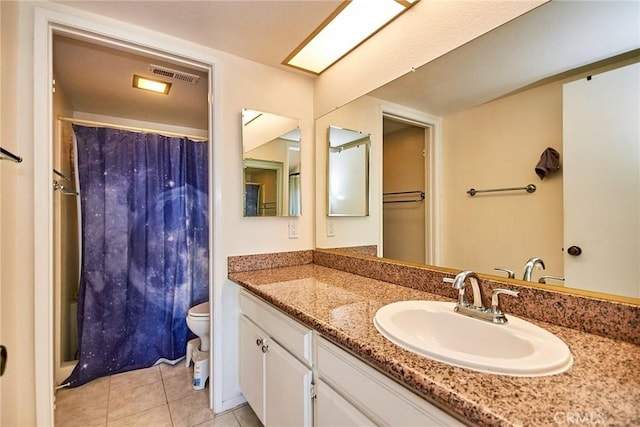 1144 Walnut Grove Ave Unit C, Rosemead, CA 91770 - bathroom featuring toilet, tile patterned flooring, vanity, and a shower with curtain