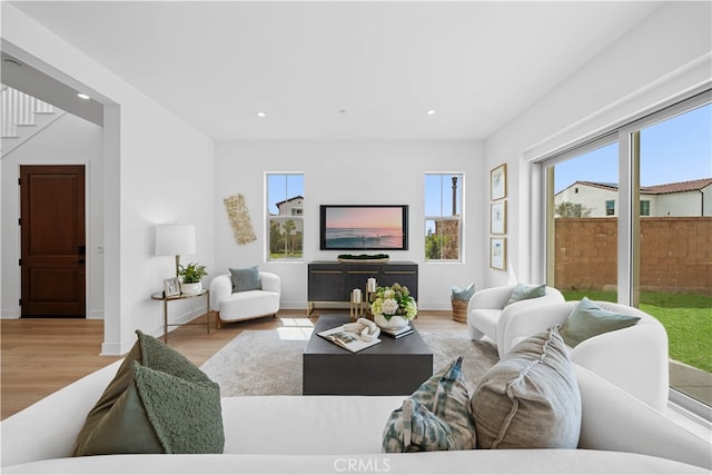 270 Maricopa, Irvine, CA 92618 - living area featuring healthy amount of natural light, wood finished floors, recessed lighting, and baseboards