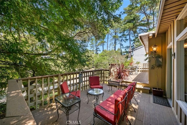 1359 Berwick Dr, Cambria, CA 93428 - wooden deck with an outdoor hangout area