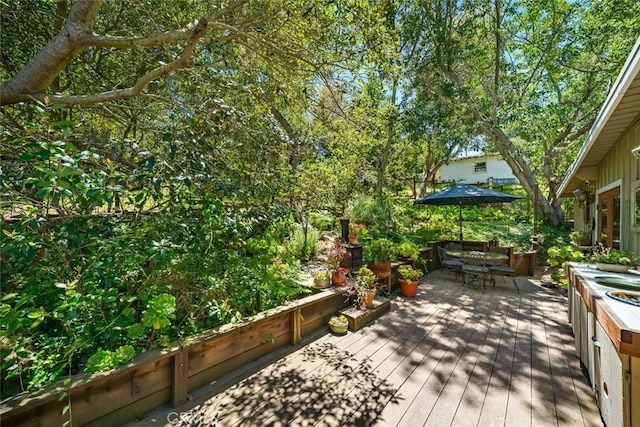 1359 Berwick Dr, Cambria, CA 93428 - wooden terrace with outdoor dining area