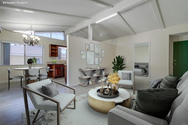 5019 Havenwood Ave, San Diego, CA 92120 - living room featuring a chandelier, light wood-style flooring, and baseboards