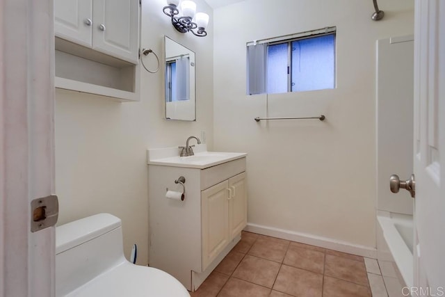 5019 Havenwood Ave, San Diego, CA 92120 - full bath featuring toilet, tile patterned floors, vanity, baseboards, and a bath
