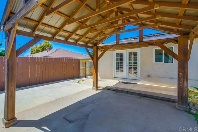 5019 Havenwood Ave, San Diego, CA 92120 - view of patio with fence, french doors, and a gazebo