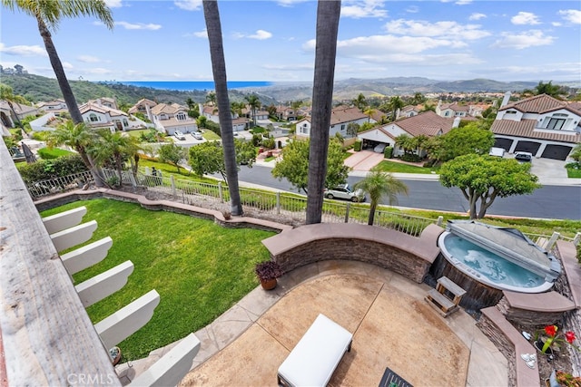 64 Camino, San Jose, San Clemente, CA 92672 - exterior space with a residential view, a fenced backyard, and a jacuzzi
