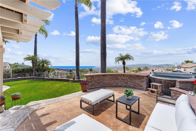 64 Camino, San Jose, San Clemente, CA 92672 - view of patio / terrace with a hot tub and an outdoor living space