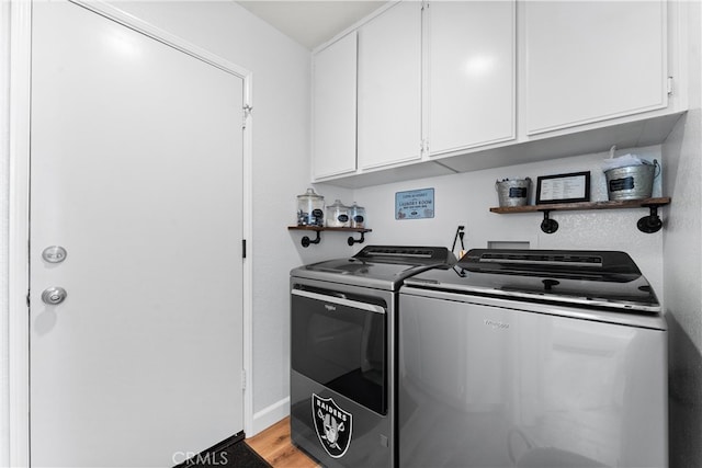 64 Camino, San Jose, San Clemente, CA 92672 - washroom featuring separate washer and dryer, cabinet space, light wood-type flooring, and baseboards