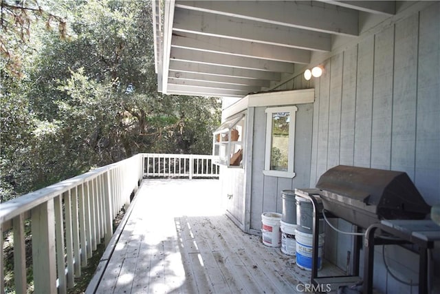 319 Dorn Dr, Crestline, CA 92325 - wooden terrace featuring a grill