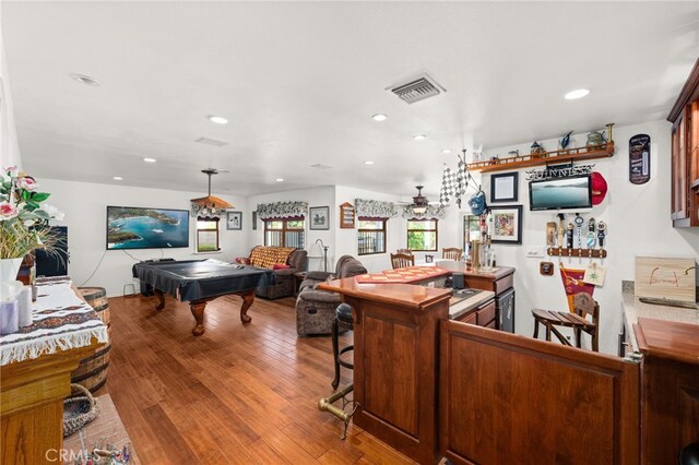 24449 Nan Ct, Diamond Bar, CA 91765 - living area featuring pool table, recessed lighting, and wood finished floors