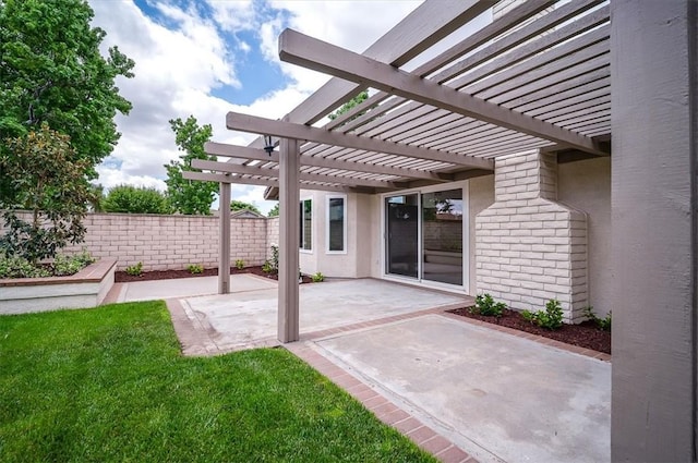 view of patio featuring a pergola