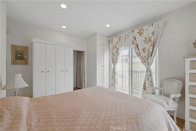 1 Jib St Unit 103, Marina Del Rey, CA 90292 - bedroom featuring access to exterior, recessed lighting, and multiple closets