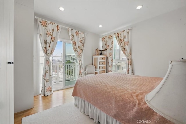 1 Jib St Unit 103, Marina Del Rey, CA 90292 - bedroom with access to exterior, light wood finished floors, and recessed lighting