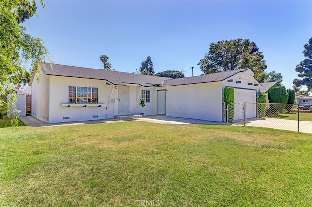 10612 Ketch Ave, Garden Grove, CA 92843 - ranch-style home featuring a gate, stucco siding, a garage, and driveway