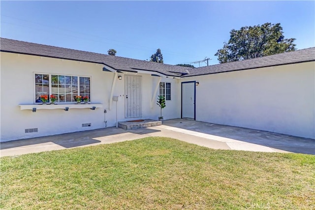 10612 Ketch Ave, Garden Grove, CA 92843 - view of front of home with crawl space, a front lawn, and stucco siding