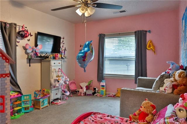 1201 S St, Corning, CA 96021 - recreation room with carpet flooring and a ceiling fan